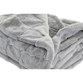 DKD Home Decor Manta Gris Claro Poliéster 170x130 cm 630 gsm para Sofá Estilo Urban (2 Unidades)