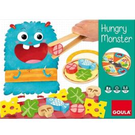 Goula Juego de Destreza Hungry Monster de Madera - Prepara la Pizza del Monstruo Tragón para Niños 3+ Años (Hasta 4 Jugadores)