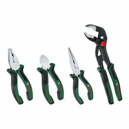 Bosch BOS4053423252255 - Juego de 4 Alicates Universales: Corte Diagonal Preciso, Punta Larga, Agarre Múltiple y Diseño Duradero