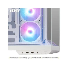 MSI Caja MAG PANO 100R PZ White Midi Tower ATX con 3x120mm ARGB, 2xUSB 3.2, 1xUSB 3.2 Type C, Audio