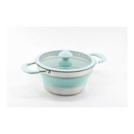Cazuela Retráctil de Silicona con Tapa de Vidrio, 20cm - Apta para Horno (hasta 200°C) y Placas (excepto Inducción)
