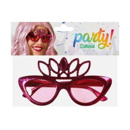 Gafas Princesa Rosas Con Tiara Glitter Para Disfraces De Cuentos De Hadas, Carnaval Y Cumpleaños Infantiles