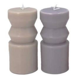 DKD Home Decor Vela de Cera Urban, Tonos Gris y Beige Surtidos, 6x14x6 cm, 400gr, Pack de 8 Unidades