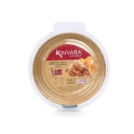 Kinvara Set 50 Piezas de Moldes de Papel Redondos Grandes para Freidora de Aire, Capacidad 5-7 Litros, 26 x 28.5 x 6 cm (24 Unidades)