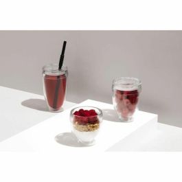 Bodum BOD0699965425944 Juego de 2 Vasos Pavina To Go, Plástico Doble Pared, Tapa Hermética, 20 cl, Transparente