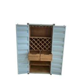 DKD Home Decor Botellero Vintage Azul Celeste Metal y MDF 41 x 157.5 x 76.5 cm