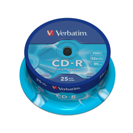 Verbatim Cd-r Capacidad 700mb Velocidad 52x 80 Min Tarrina de 25 Unidades