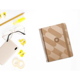 Antartik Agenda 2025 Semana Vista A6+ Espiral Rosa Nude Colección Pattern Papel 80 gr con Tapa Soft Touch y Pegatinas