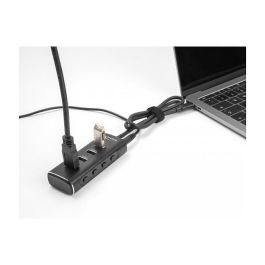 DeLOCK Concentrador USB 4 Puertos USB 3.2 Gen 1 a 10 Gbps con Tipo-C, Cable 60 cm, Interruptor por Puerto, Metal Negro