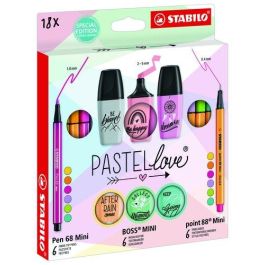 Stabilo Set Pastellove Collection Mini: 6 Rotuladores Pen 68, 6 Punta Fina Point 88 y 6 Marcadores Boss Surtidos 18 Unidades Precio: 15.88999951. SKU: B15GFLJDED
