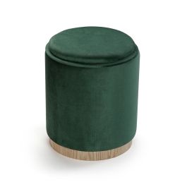Puff Con Almacenamiento Y Bandeja Velvet Verde Versa 42X35CM