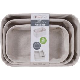 Set de 3 Cestas de Ordenación en Bambú Blanco - Confortime (6 Cajas) Set de 3 Cestas de Ordenación en Bambú Blanco - Confortime (6 Cajas)