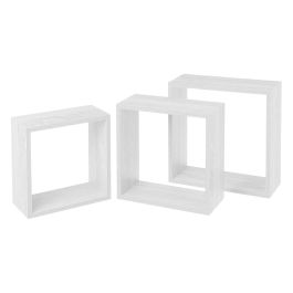 Moblekit Set 3 Estantes Flotantes Blancos 30 cm, 27 cm y 24 cm de Profundidad - Mueble de Pared Decorativo (4 Unidades)
