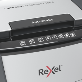 Rexel 2020150XEU Optimum AutoFeed+ 150X Trituradora de Papel Corte Cruzado, 150 Hojas, 44L, 55 dB, Negro/Gris