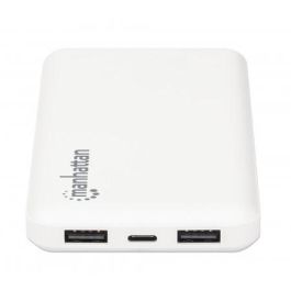 MANHATTAN 406277 Powerbank 10.000 mAh 2xUSB USB-C + Micro-USB blanco para móvil/tableta Polímero de litio