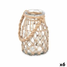 Portavelas Bote Transparente Natural Vidrio Cuerda 14 x 21 cm (6 Unidades) Portavelas Bote Transparente Natural Vidrio Cuerda 14 x 21 cm (6 Unidades)