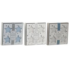 DKD Home Decor Vela Navidad Moderna de Cera, Set de 4 Piezas, Colores Surtidos Azul Celeste, Blanco y Beige, 6x6x2.5 cm