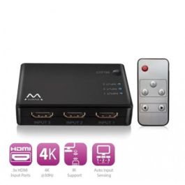 Ewent Switch HDMI EW3730 4K 3x1 con mando a distancia, detección automática de entrada