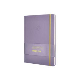 Cuaderno Con Gomilla Antartik Notes Tapa Dura A4 Hojas Cuadricula Morado Y Amarillo 100 Hojas 80 gr Fsc