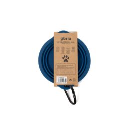 Gloria Comedero Plegable de Silicona con Mosquetón, Portátil para Perros y Gatos, Azul 550 ml