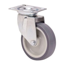 Ruedas Alex Rueda giratoria con placa eje liso gris carga máx. 60 kg Ø 8 cm