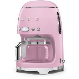 SMEG DCF02PKEU Cafetera de filtro estilo años 50 rosa - 10 tazas, 1.4L, 1050W para café de alta calidad