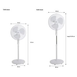 OCEANIC Ventilador de pie - 45 W - Ø 44 cm - 3 velocidades - Oscilante - Inclinable - Blanco