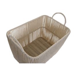 DKD Home Decor Cestas Organizadoras Decorativas Set de 3 Beige Algodón y Metal Hechas a Mano - 29x31x39 cm (2.28kg)