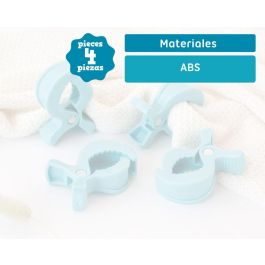 KioKids Pinzas para Muselinas de Bebé para Carrito, Cuna y Silleta, Pack de 4 Unidades, Sujeción Segura y Fuerte, Azules, Material ABS KioKids Pinzas para Muselinas de Bebé para Carrito, Cuna y Silleta, Pack de 4 Unidades, Sujeción Segura y Fuerte, Azules, Material ABS