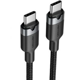 Vention TRDBF Cable USB 2.0 Tipo-C a Tipo-C Macho 60W PD 3A 480Mbps para Carga Rápida y Datos. 1m, Nylon Trenzado Negro.