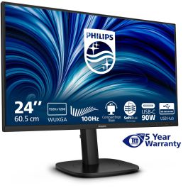 Philips 24B2U3301D Monitor 24" Full HD 1920x1080 120 Hz IPS con HDMI 1.4, DP 1.4, USB-C 90W, Pantalla Antirreflectante para Negocios, Negro