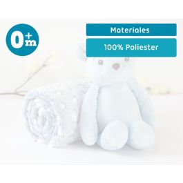 KioKids Oso De Peluche Azul Con Mantita De Estrellas 25 cm +0 Meses Regalo Bebé