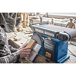 Scheppach BTS800 Lijadora de banda y disco Ø 150 mm 370 W Motor Inducción Silencioso con Mesa Inclinable 45°