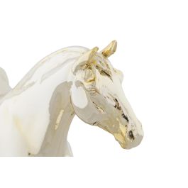 DKD Home Decor Figura de Caballo para Decoración del Hogar de Resina, Dorado y Negro, Largo 11.5 x Alto 26 x Ancho 30 cm