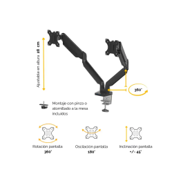Fellowes Platinum Series Dual Arm Brazo para Doble Monitor Plano, Soporte Ajustable VESA hasta 9kg por Pantalla, 27 Pulgadas
