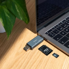 TooQ TQR-3001G Lector de Tarjetas Externo USB 3.0 y USB Tipo-C para SD/TF, Gris, Compatible con Windows y Mac