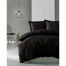 MEN8681875218435 Juego de cama Negro 100% Algodón Satén - Funda nórdica 220x240 cm y 2 fundas almohada 60x60 cm