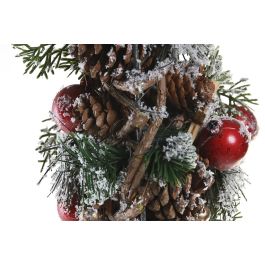 DKD Home Decor Decoración Colgante Navidad Tradicional Rojo Natural Piñas Corazón 11 x 19 x 19 cm (2 Unidades)