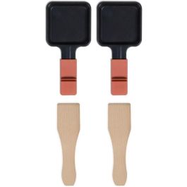 Livoo DOC310R Raclette Conectable para 2 Personas, 450W, Termostato Automático, Incluye 2 Espátulas de Madera y 2 Ollas Fondue