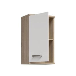 Forte VERH10Q34 - Armario Mural de Baño - 1 Puerta, Blanco / Roble Sonoma - 68,8 x 29 x 40,2 cm