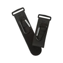 KioKids Mosquetones Ganchos para Carrito de Bebé Universales Ajustables al Manillar, Colgar Bolsas - Imitación Piel Negro y Metal