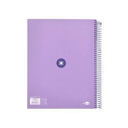 Antartik Cuaderno Espiral Micro A4 Forrada 120 Hojas 90gr Horizontal 5 Bandas Lavanda