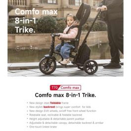 Ociotrends Triciclo Comfo Max 6-en-1 Plegable de Aluminio con Ruedas EVA, Asiento Giratorio 360º Reclinable, Máximo Confort Negro