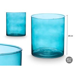 Jarrón de Cristal Cilíndrico Turquesa 17 cm x 20 cm - Giftdecor (4 Unidades) Precio: 26.49999946. SKU: B1G6GBDVLG