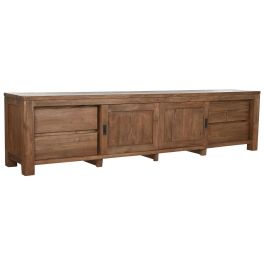 DKD Home Decor Mueble TV de Teca Reciclada Natural con 2 Puertas y 4 Cajones, Colección Indo minimal 24, 250x45x60 cm