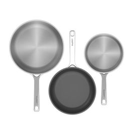 Berghoff Set 3 Sartenes Acero Inoxidable 20 24 28 cm con Revestimiento Cerámico Antiadherente CeraGreen