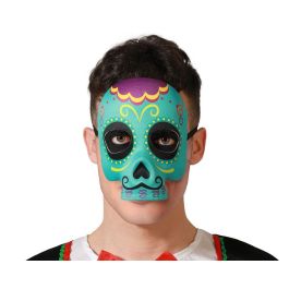 Máscara Calavera Verde con Detalles Amarillos y Lilas para Día de los Muertos - Fiestas Culturales y Carnavales Precio: 1.49999949. SKU: B12BXHER5C