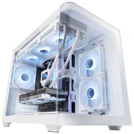 Mars Gaming MC-FUSIONM Caja Gaming Micro-ATX con Doble Cristal Curvado, Diseño Doble Cámara y Refrigeración Líquida 360mm Blanca