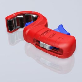 Knipex 90 23 01 BK Cortatubos para Plástico y Acero, Diámetro de Corte hasta 50 mm, Color Azul/Rojo