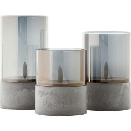 Lote 3 lámparas de mesa LED BRILLIANT CANDLE - 2500K - Plástico y vidrio - Vidrio gris y ahumado Lote 3 lámparas de mesa LED BRILLIANT CANDLE - 2500K - Plástico y vidrio - Vidrio gris y ahumado